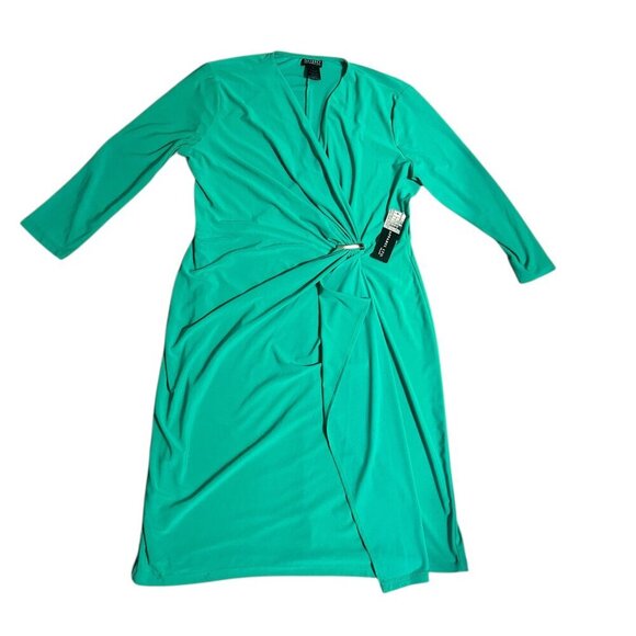 SOHO Apparel Green Twist Front Midi Dress | Size L | NWT - Picture 2 of 9
